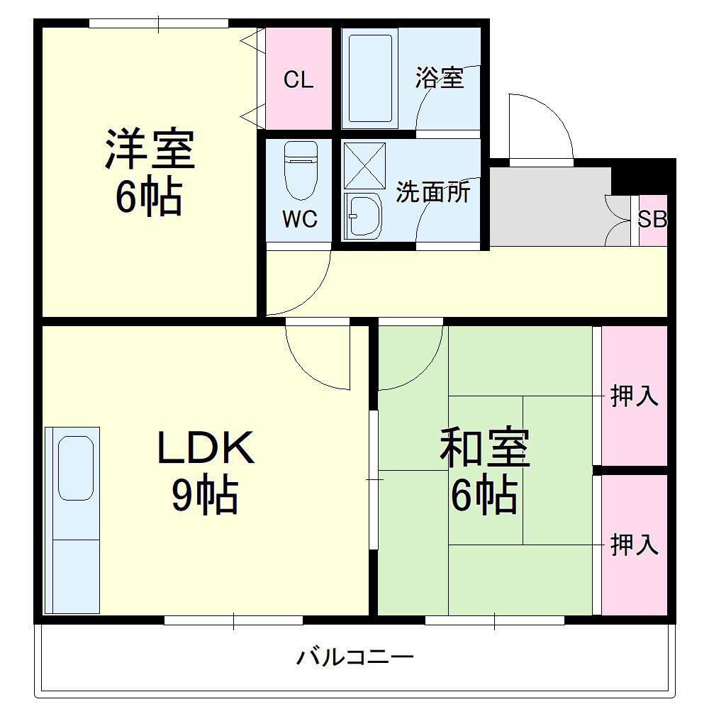 ディアコート(2LDK/2階)の間取り写真