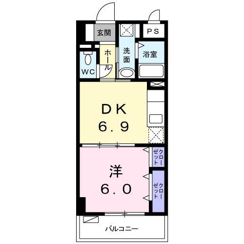 リベルテ 松川(1DK/2階)の間取り写真