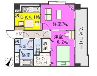 グランドゥール27(2DK/8階)の間取り写真