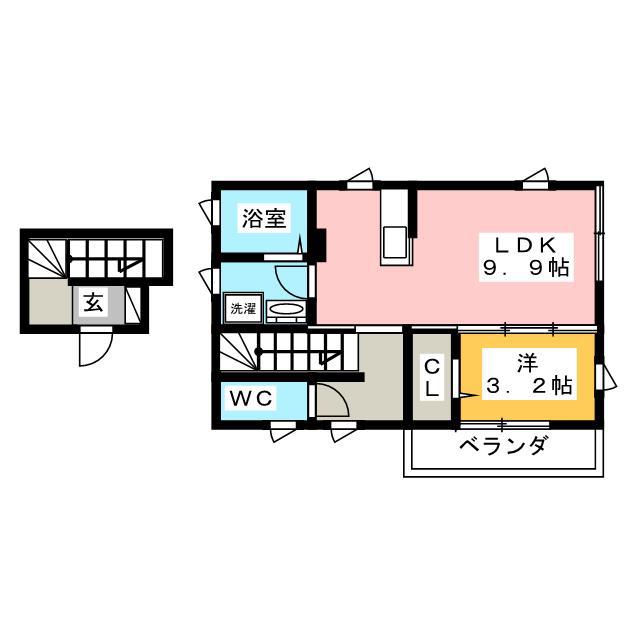 シャルマン溝旗(1LDK/2階)の間取り写真