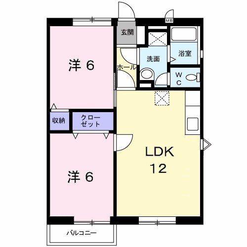 エトワールA(2LDK/2階)の間取り写真