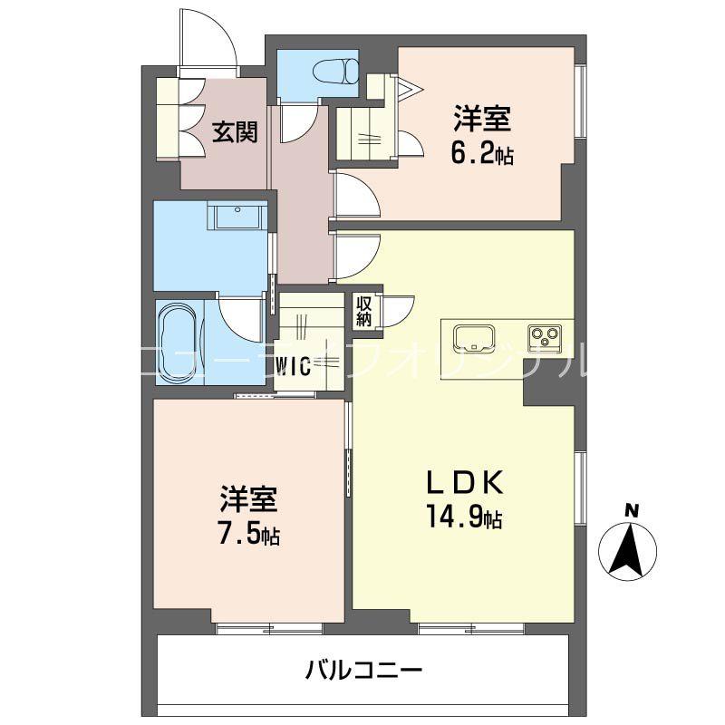オスマンサス(2LDK/4階)の間取り写真