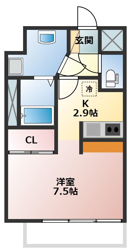 クレシタ大国(ワンルーム/8階)の間取り写真