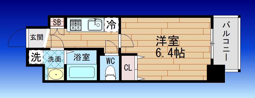 ジアコスモ九条シエル(1K/2階)の間取り写真