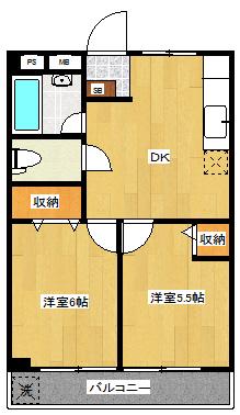 メゾン泉(2DK/4階)の間取り写真