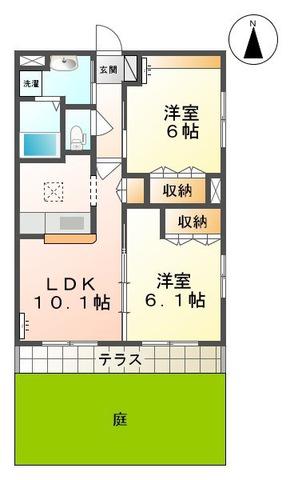 アーバンヒルズほなみ(2LDK/1階)の間取り写真