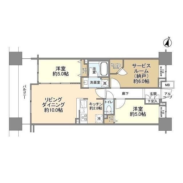 クレストシティータワーズ横浜(2LDK/2階)の間取り写真