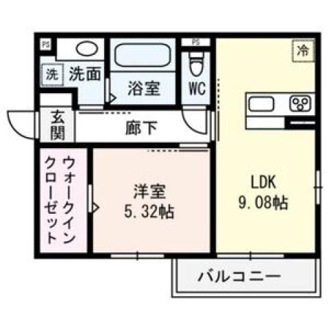 エルグランティア(1LDK/2階)の間取り写真