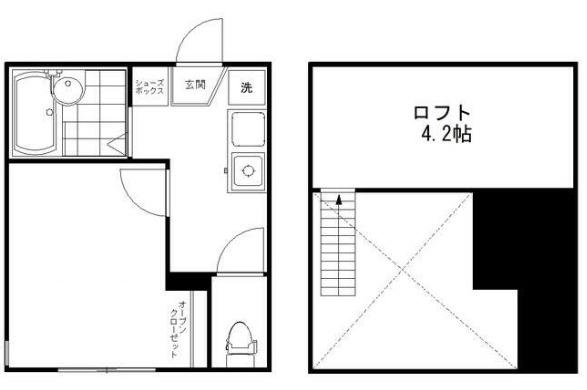 ELUA西横浜(1K/2階)の間取り写真