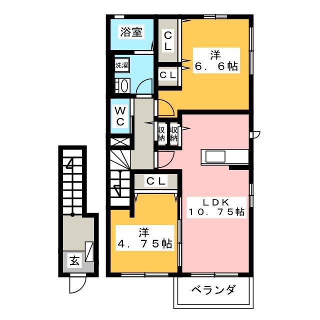 レユシールA(2LDK/2階)の間取り写真
