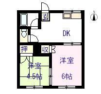 吉田コーポ(2DK/1階)の間取り写真