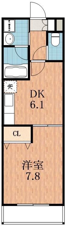 ピアノメゾン(1DK/2階)の間取り写真
