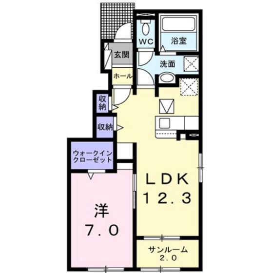 ラ・ルーチェ II(1LDK/1階)の間取り写真