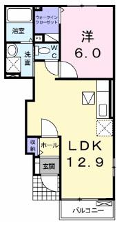 ヴァルム(1LDK/1階)の間取り写真