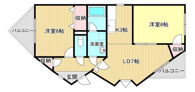 エヴァグリーン(2LDK/1階)の間取り写真