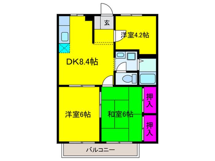 エステートピアエレガン(3DK/1階)の間取り写真