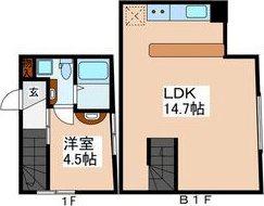ARROWSAL西荻南(1LDK/B1階)の間取り写真