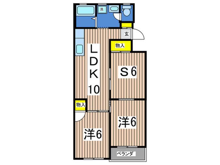 美松ハイツB(2SLDK/1階)の間取り写真