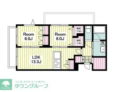 MILLE MERCIS(2LDK/3階)の間取り写真