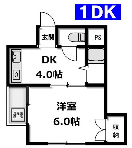 ハウス平潟(1DK/2階)の間取り写真