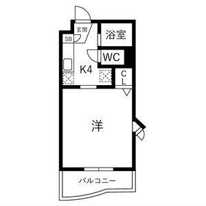 ティーファームII(1K/2階)の間取り写真