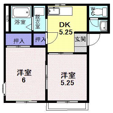 ニューエリール篠塚B(2K/1階)の間取り写真