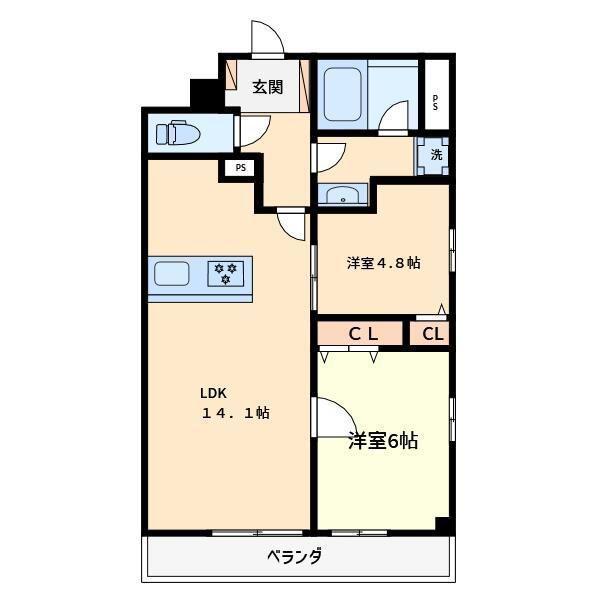 日本橋三越前アムフラット 壱番館(2LDK/10階)の間取り写真