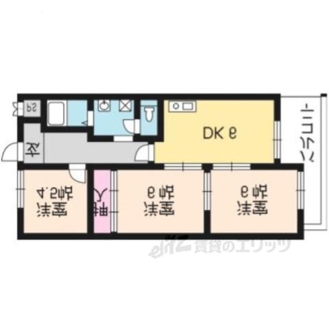 千晃ハイツ(3DK/4階)の間取り写真