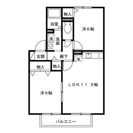 ファミールA/B(2LDK/2階)の間取り写真