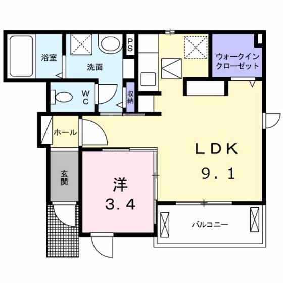 モーデ エイチ(1LDK/1階)の間取り写真
