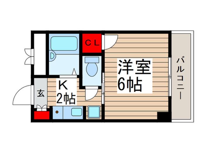 バージニアシティ(1K/3階)の間取り写真