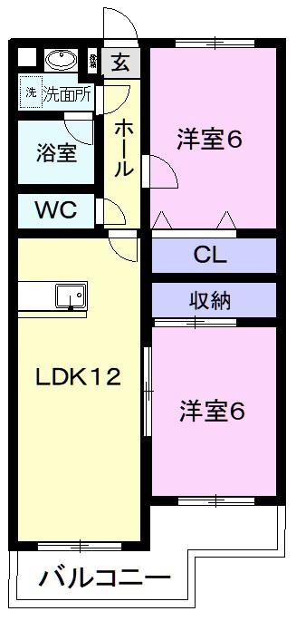 ペイザージュII(2LDK/3階)の間取り写真