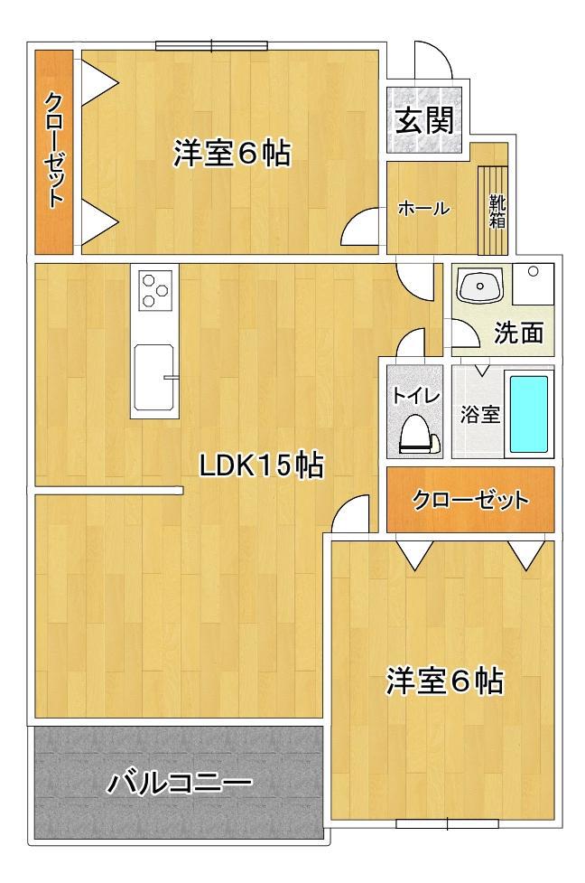 ディアコート3番館(2LDK/3階)の間取り写真
