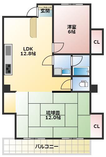 ダイタ若松町マンション(1LDK/7階)の間取り写真