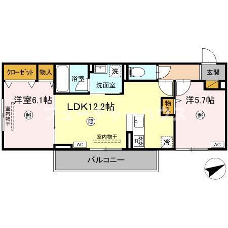 レーヴ・ウェル笠原DEUX(2LDK/3階)の間取り写真