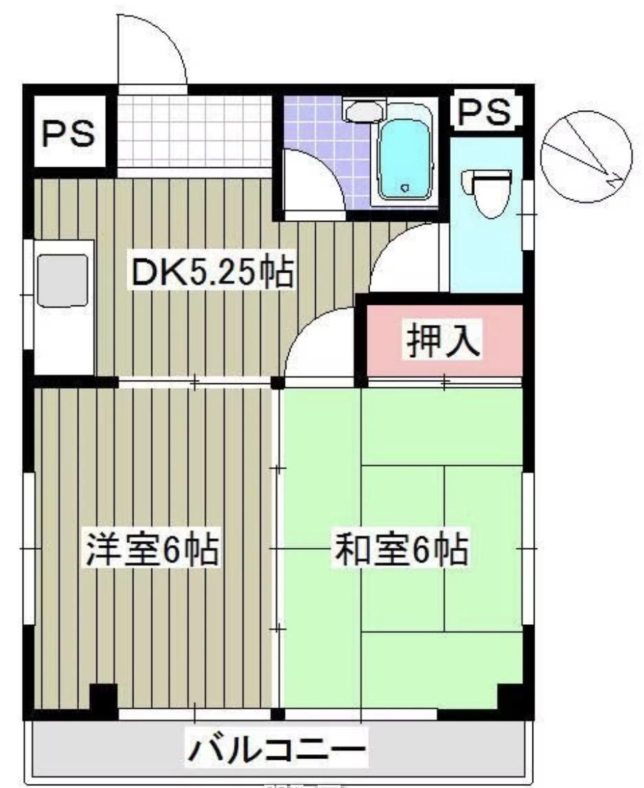 忍ビル(2DK/4階)の間取り写真