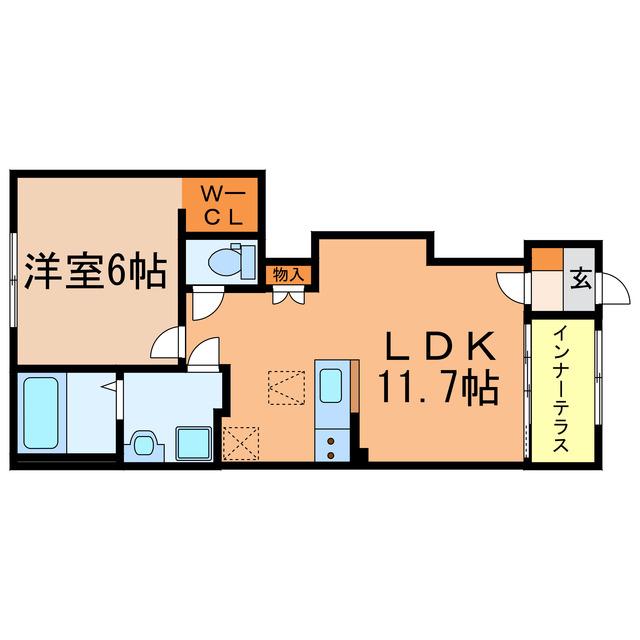MSコート(1LDK/1階)の間取り写真
