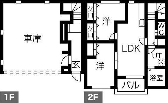 櫻GARAGE(2LDK/1階)の間取り写真