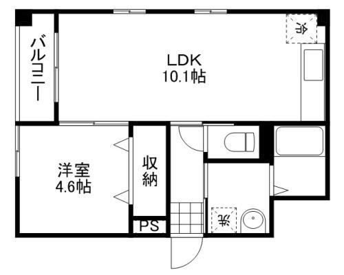 ルミエール大供(1LDK/2階)の間取り写真