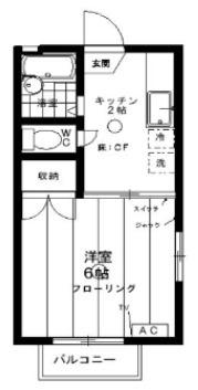 パークサイドシャトレWS-B棟(1K/2階)の間取り写真