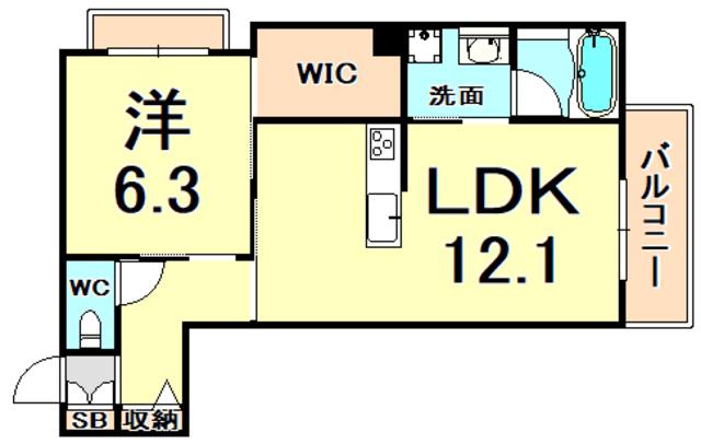 フォレスト香櫨園(1LDK/3階)の間取り写真