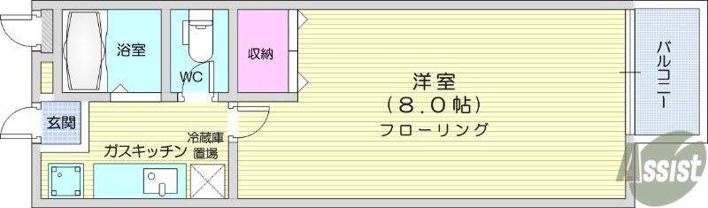 アドバンスコート国見(1K/2階)の間取り写真