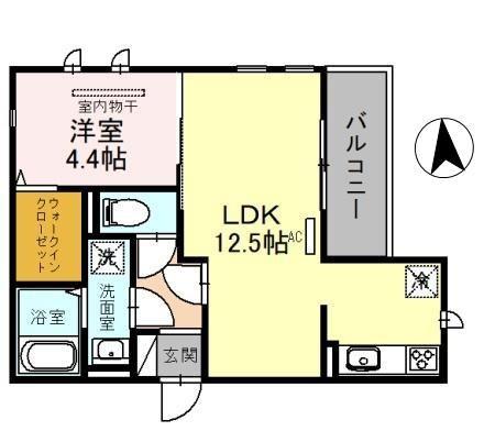 D-ROOM宇須 光(1LDK/2階)の間取り写真