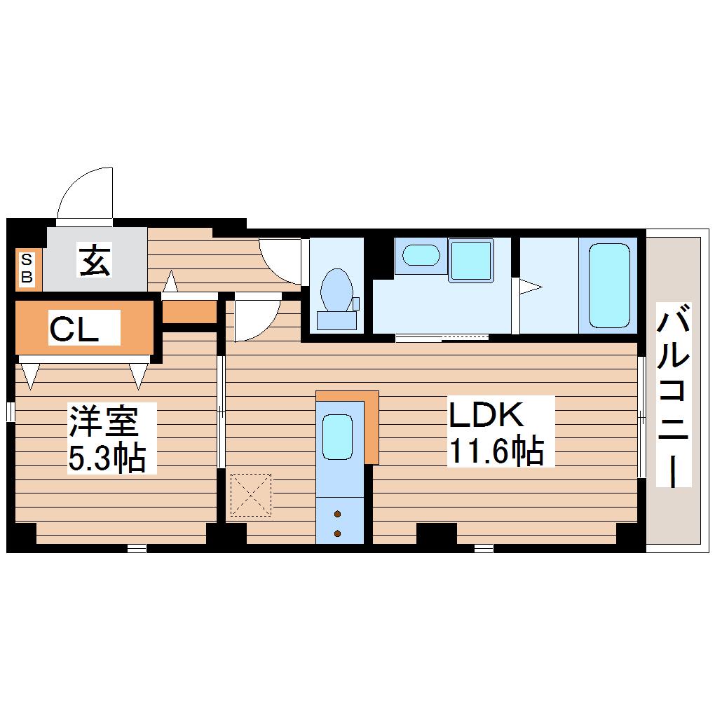 プランドール仙台(1LDK/3階)の間取り写真