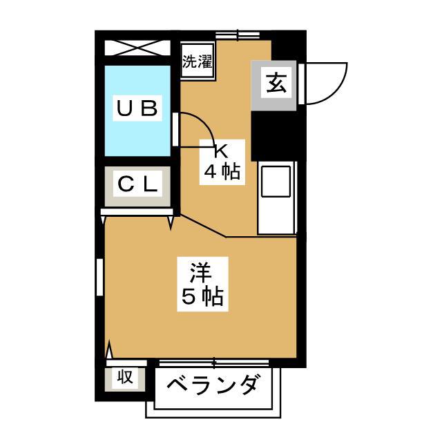 メゾンド朝日(ワンルーム/2階)の間取り写真