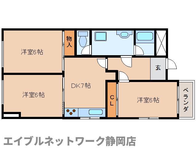 ラサタII(3DK/2階)の間取り写真