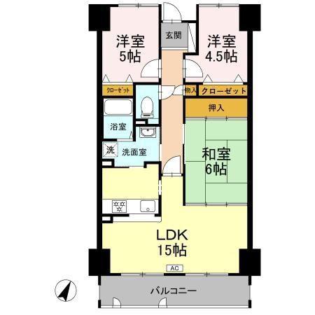 サーパス三津弐番館(3LDK/7階)の間取り写真