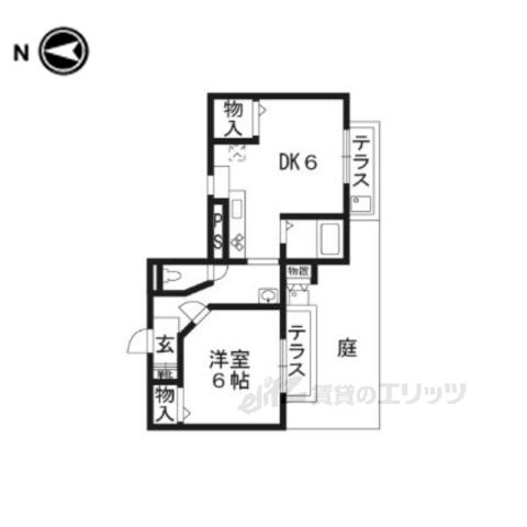 アッツエリB棟(1DK/1階)の間取り写真