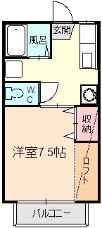 ペアシティ井手B(1K/1階)の間取り写真
