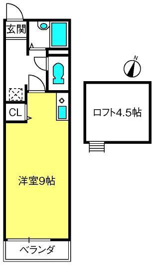 メゾン宮原(ワンルーム/2階)の間取り写真